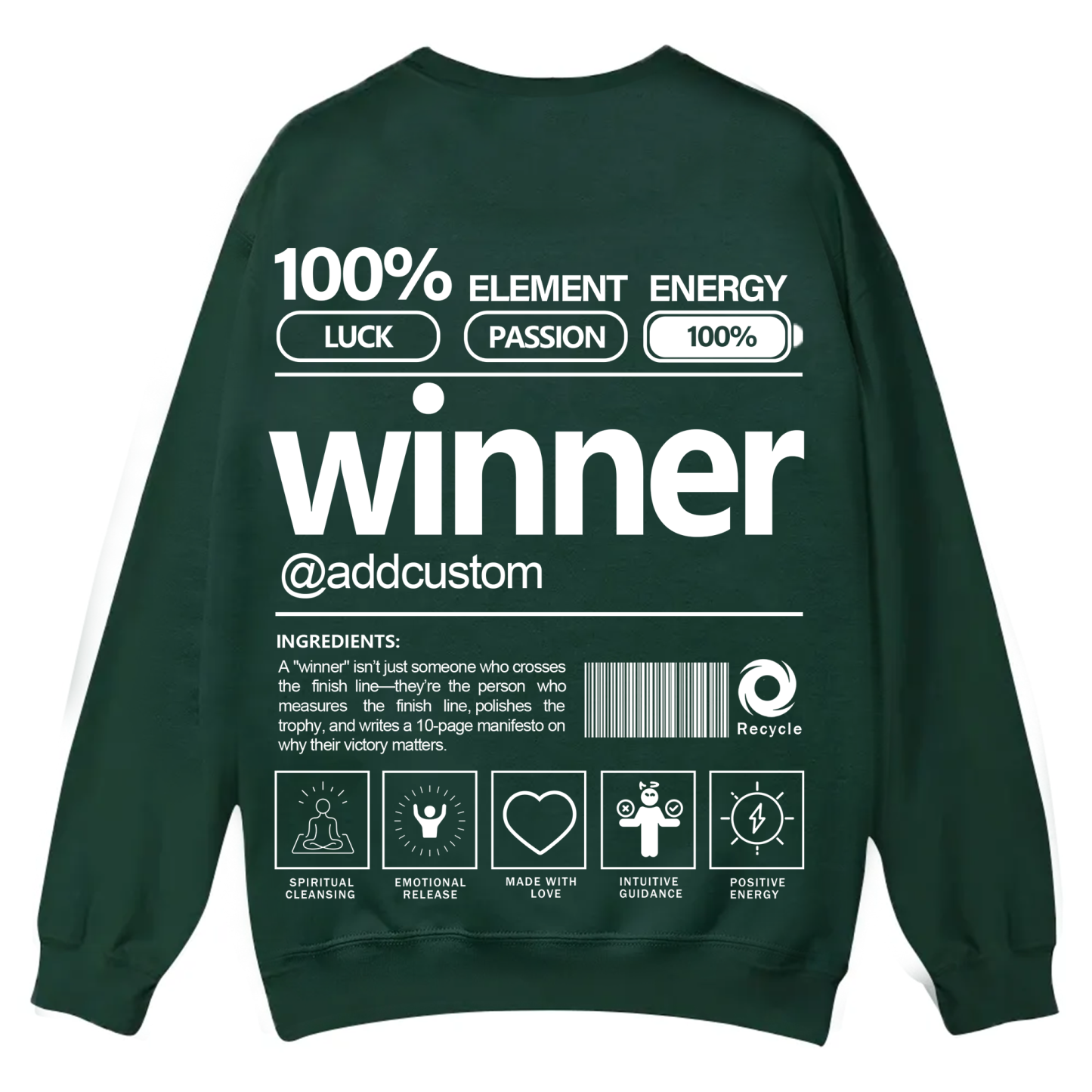 Winner Addcustom Unisex Fit Casual Crewneck Sweatshirt