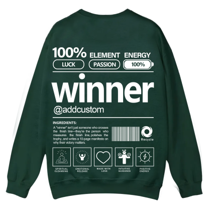 Winner Addcustom Unisex Fit Casual Crewneck Sweatshirt