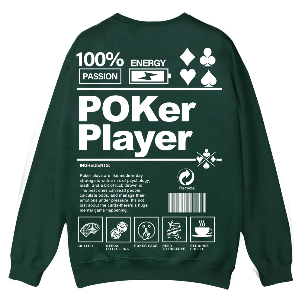 Poker Player Unisex Casual Crewneck Sweatshirt