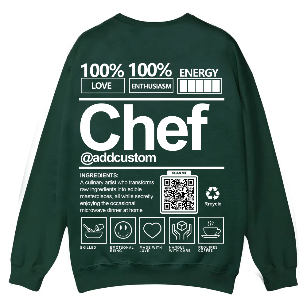 Chef Addcustom QR Code Casual Crewneck Sweatshirt