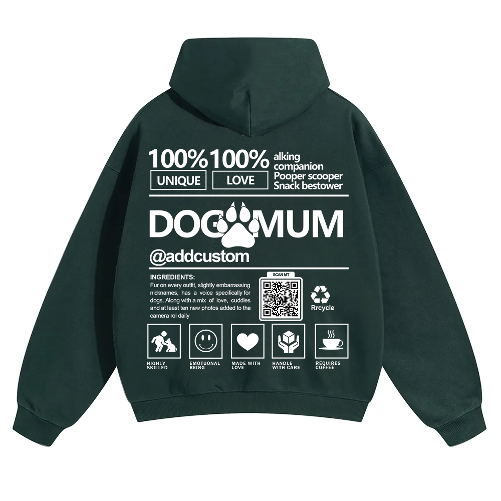 Dog Mum  Addcustom QR Code Name Solid Color Hoodie