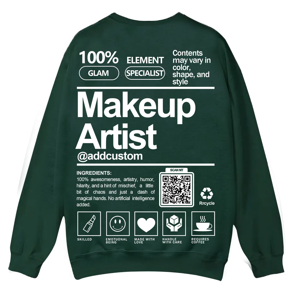 Wearishow Makeup Artist Addcustom QR Code Casual Crewneck Sweatshirt