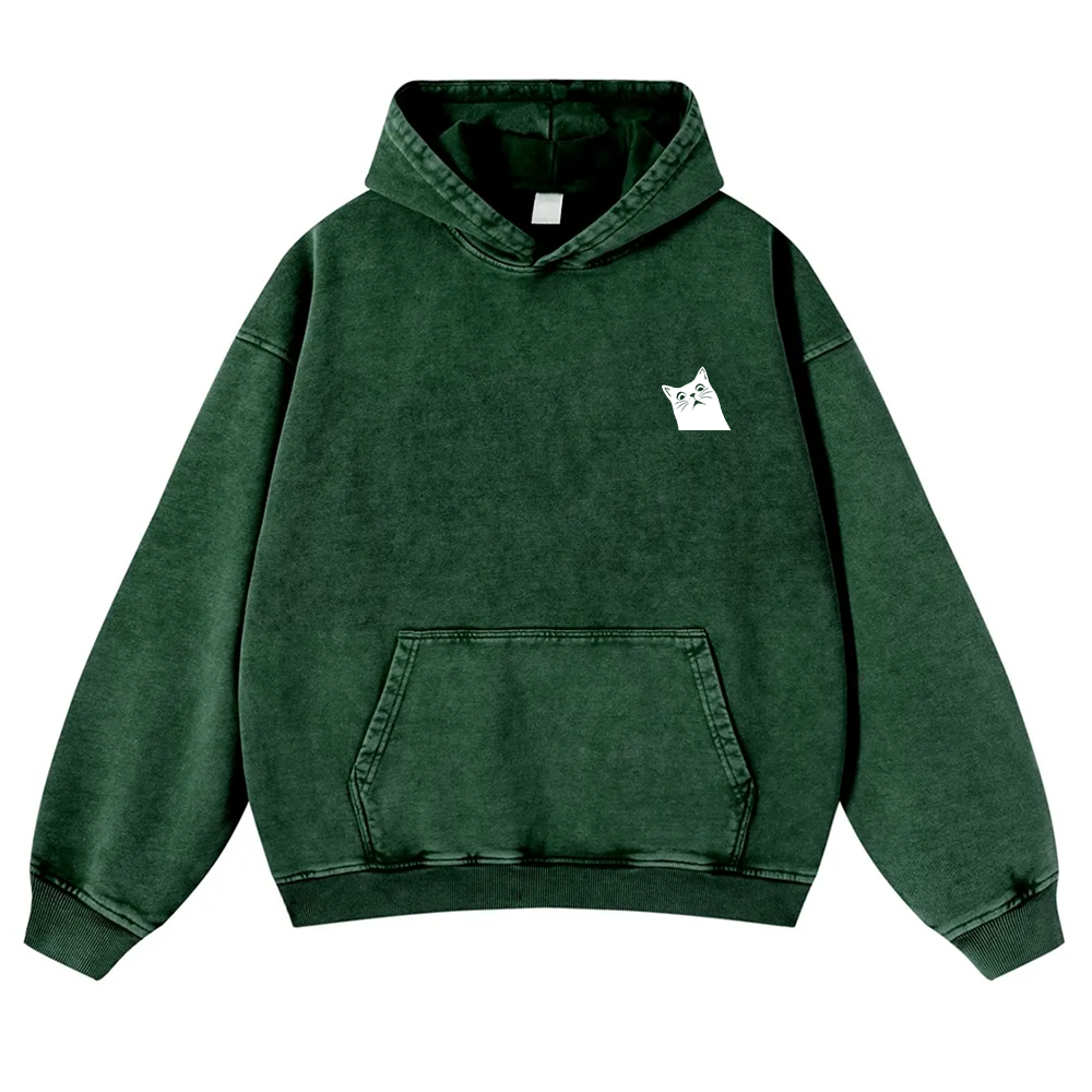 Cat Trick Customized Unisex Casual Washed Hoodie wearishow