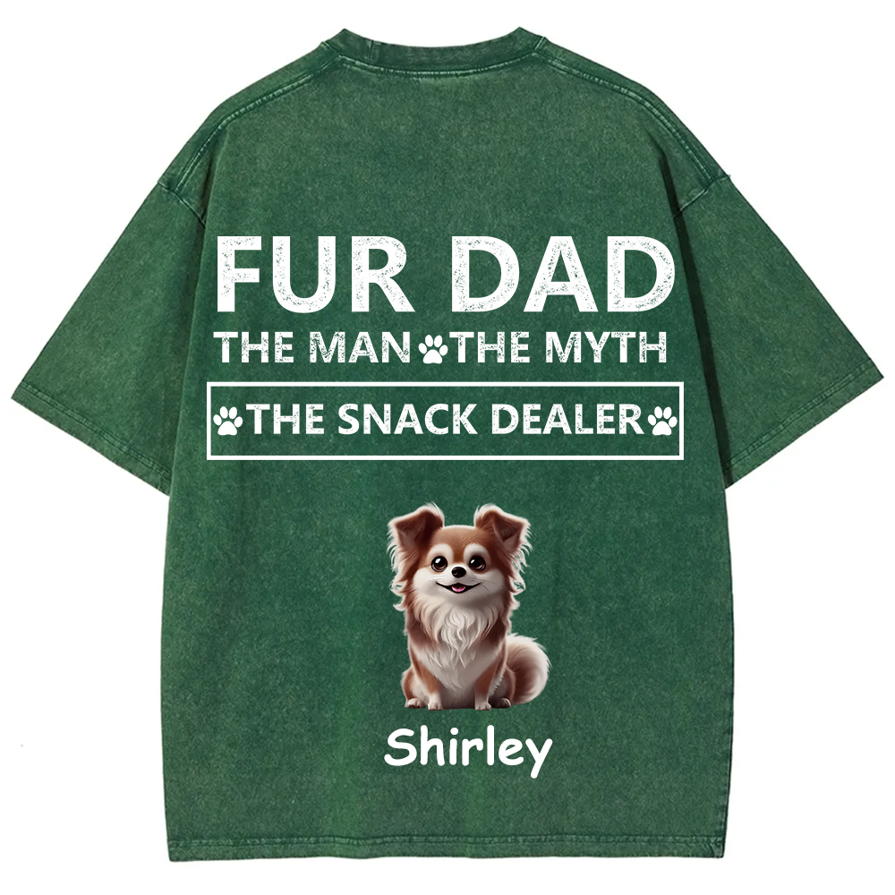 Fur Dad The Man The Myth The Snack Dealer - Personalized Custom Unisex  Washed T-shirt