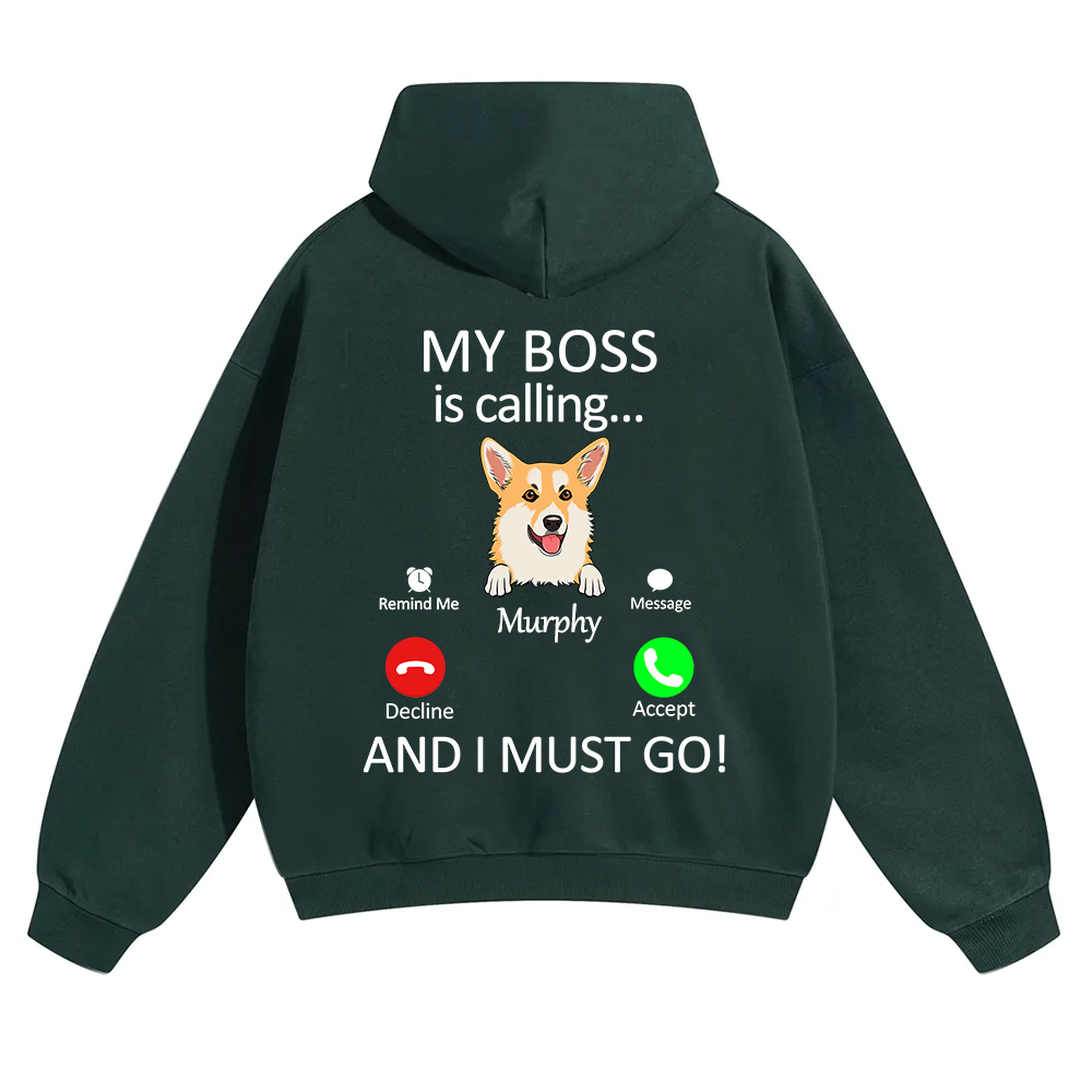 Dog Boss Calling - Personalized Custom Unisex Soild Color Hoodies wearishow