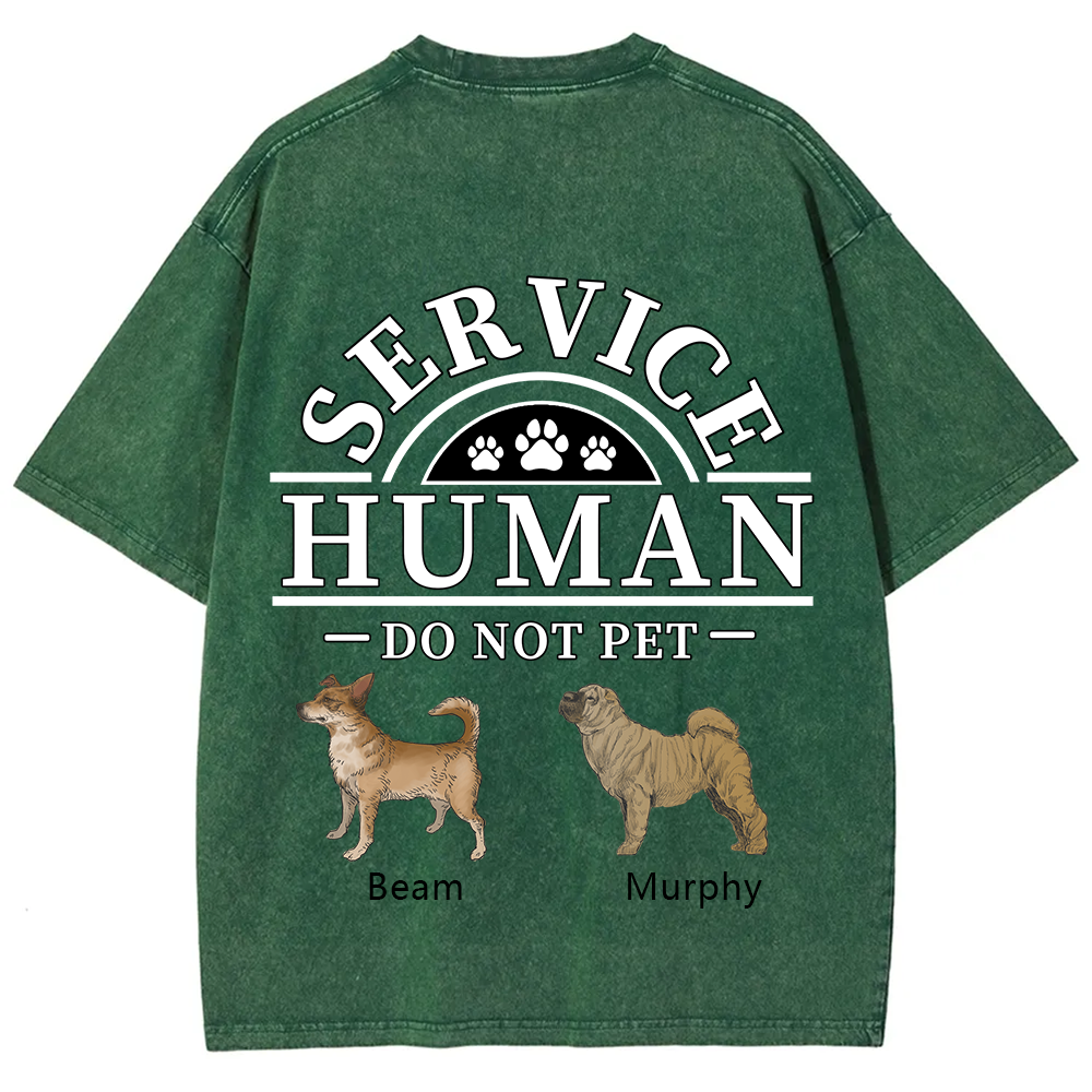 Service Human, Do Not Pet 2 - Personalized Custom Unisex Fit Washed T-Shirt wearishow