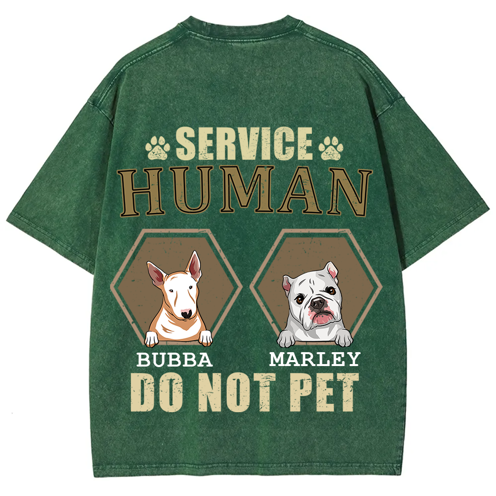 Service Human, Do Not Pet 4 - Personalized Custom Unisex Fit Washed T-Shirt wearishow