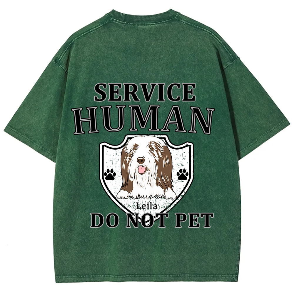 Service Human, Do Not Pet 10 - Personalized Custom Unisex Fit Washed T-Shirt wearishow