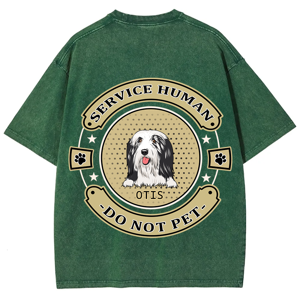 Service Human, Do Not Pet 14- Personalized Custom Unisex Fit Washed T-Shirt wearishow