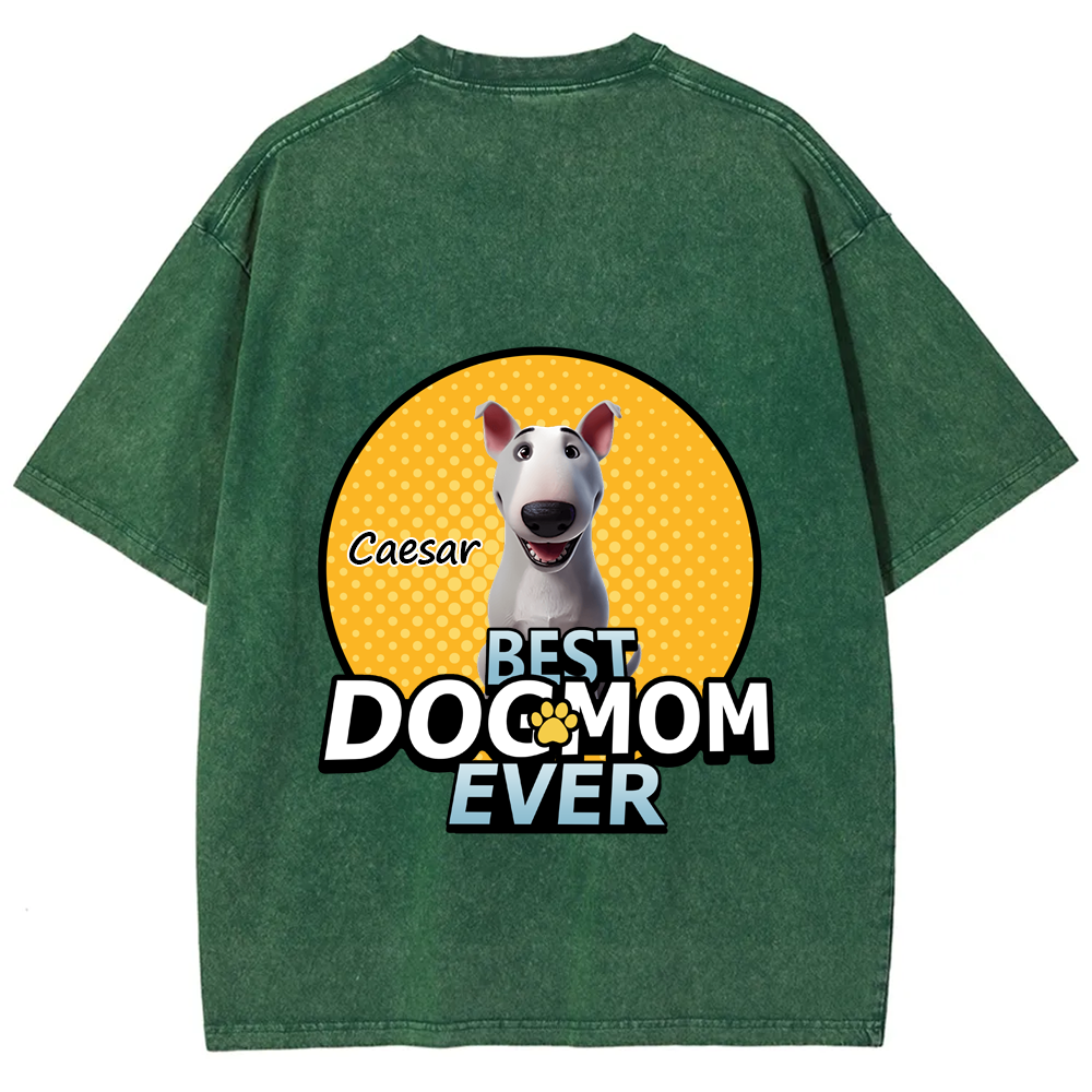 Best Dog Mom For Furry Kid - Personalized Custom Unisex Fit Washed T-Shirt wearishow