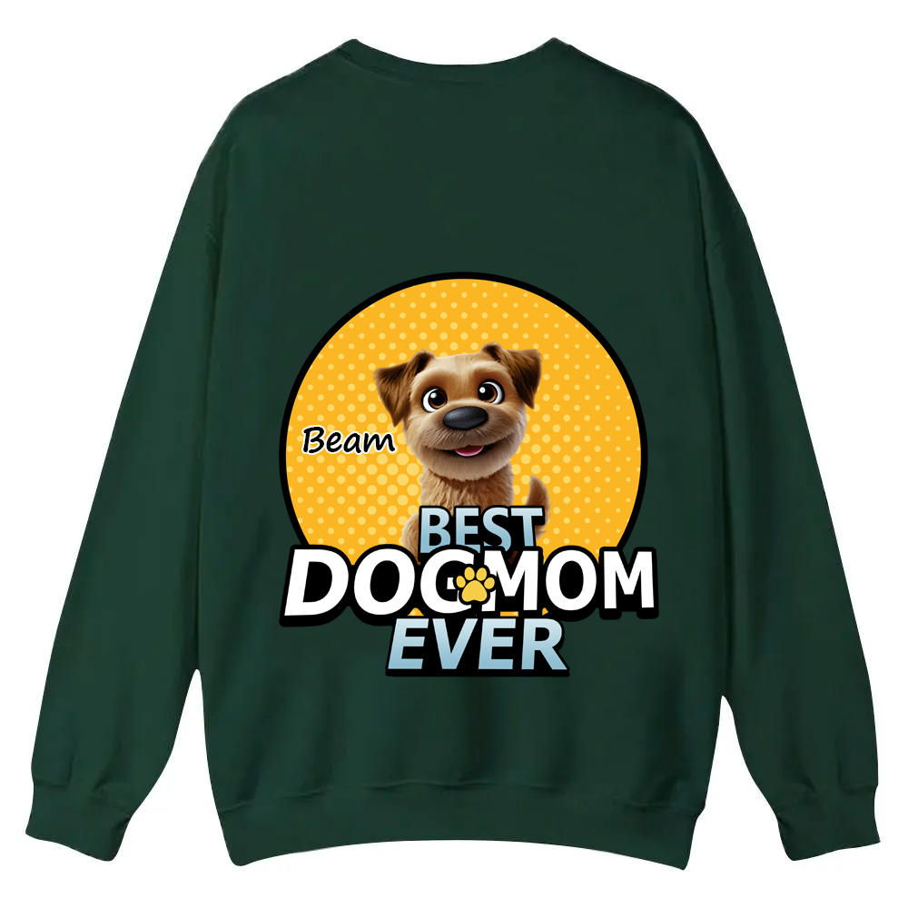 Best Dog Mom For Furry Kid - Personalized Custom Unisex Casual Crewneck Sweatshirt wearishow