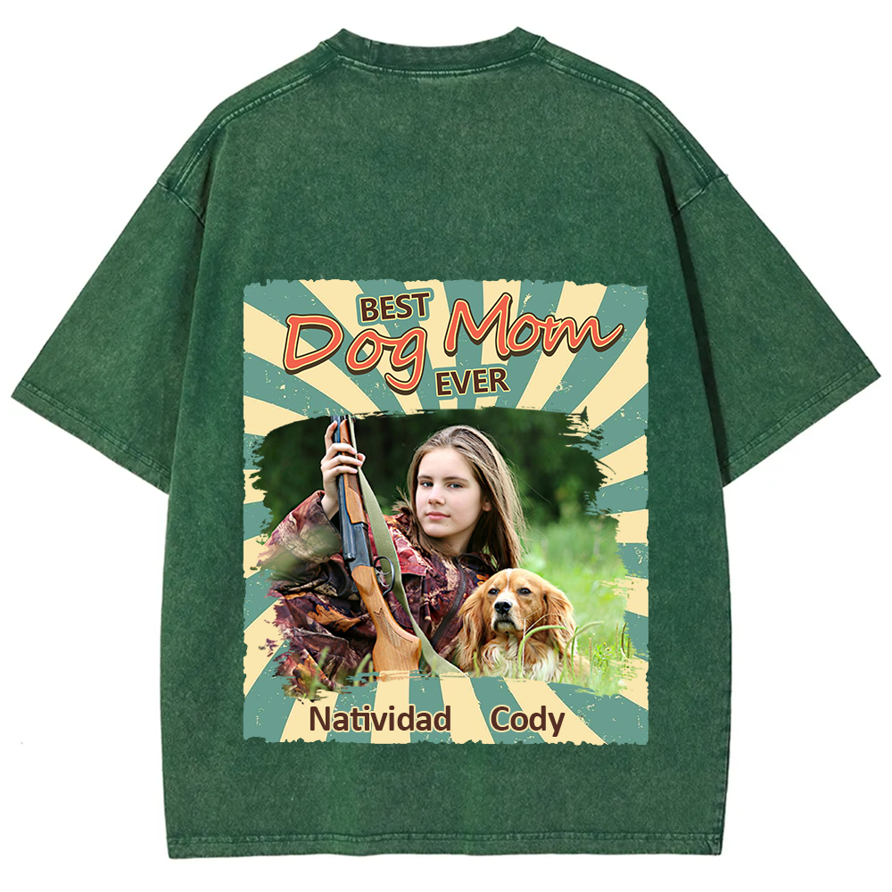 Retro Funny Dog Shirt Photo- Personalized Custom Unisex Fit Washed T-Shirt wearishow