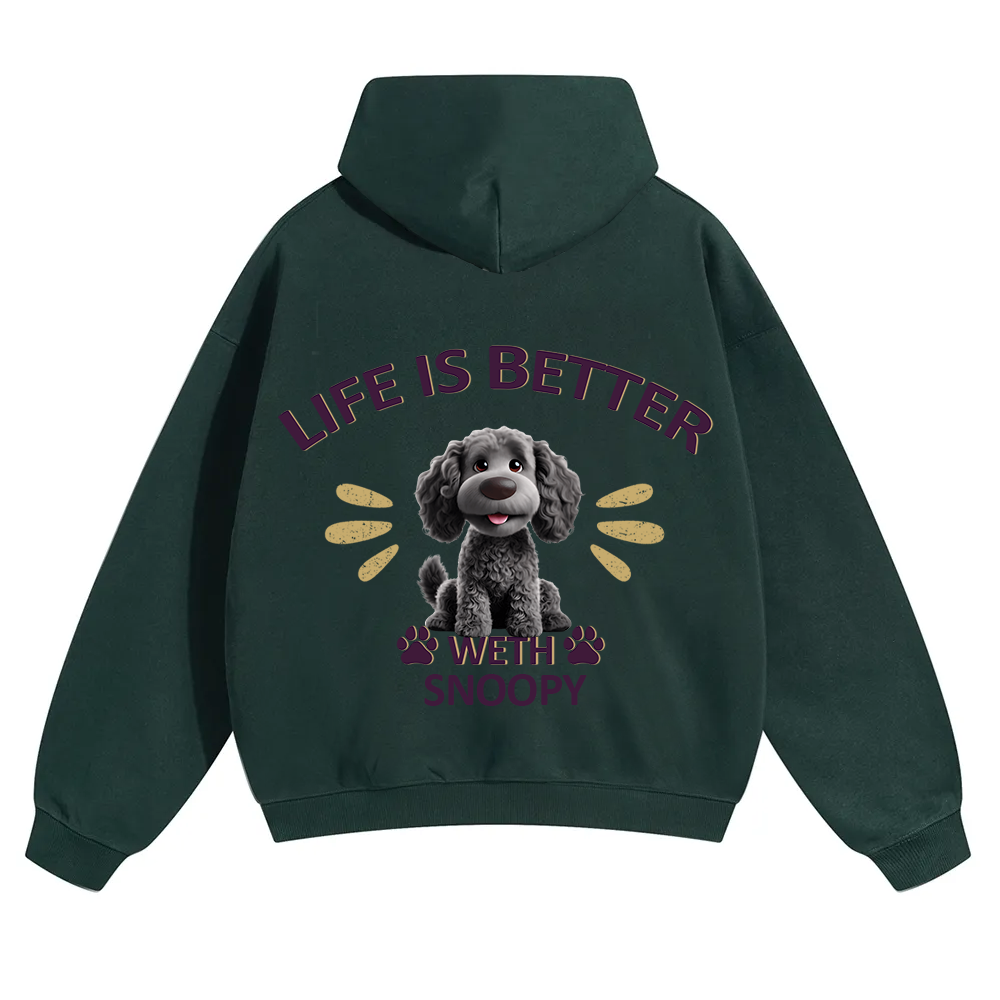 Better Life With My Dog - Personalized Custom Unisex Soild Color Hoodies wearishow