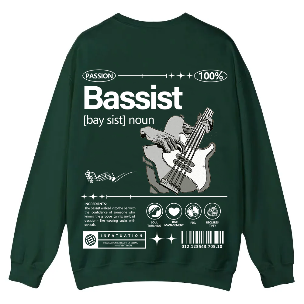 Bassist Casual Crewneck Sweatshirt wearishow