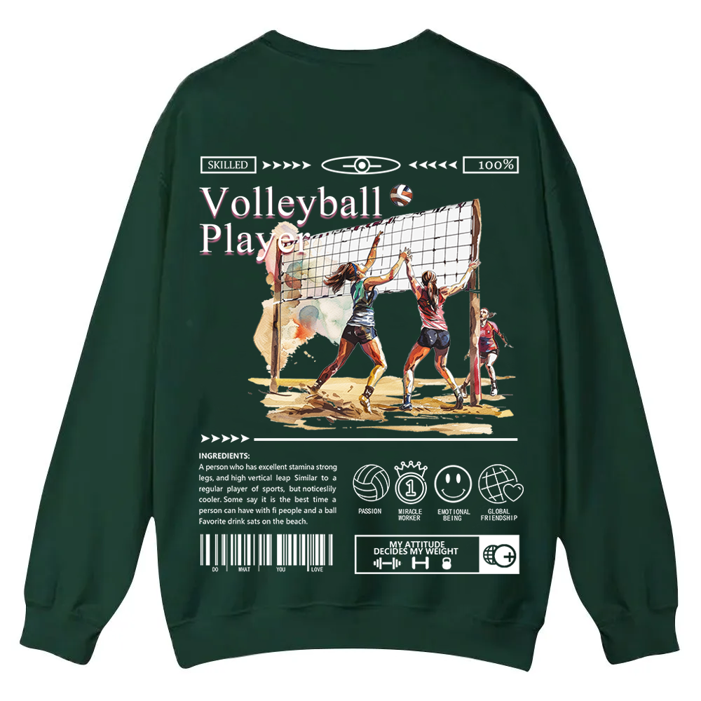 Volleyball Player Casual Crewneck Sweatshirt wearishow