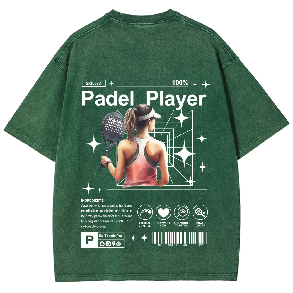Padel Player Unisex Fit Washed T-Shirt
