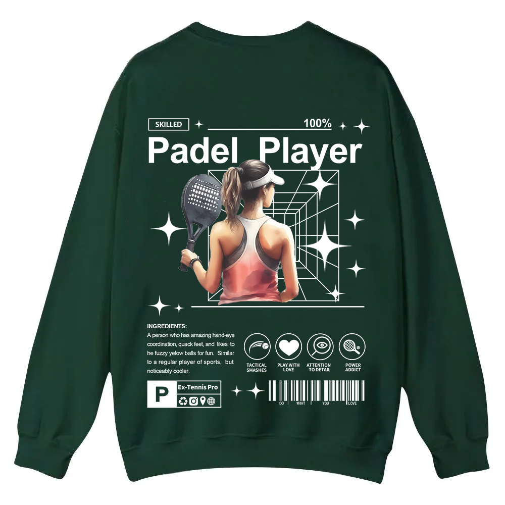 Padel Player Casual Crewneck Sweatshirt wearishow