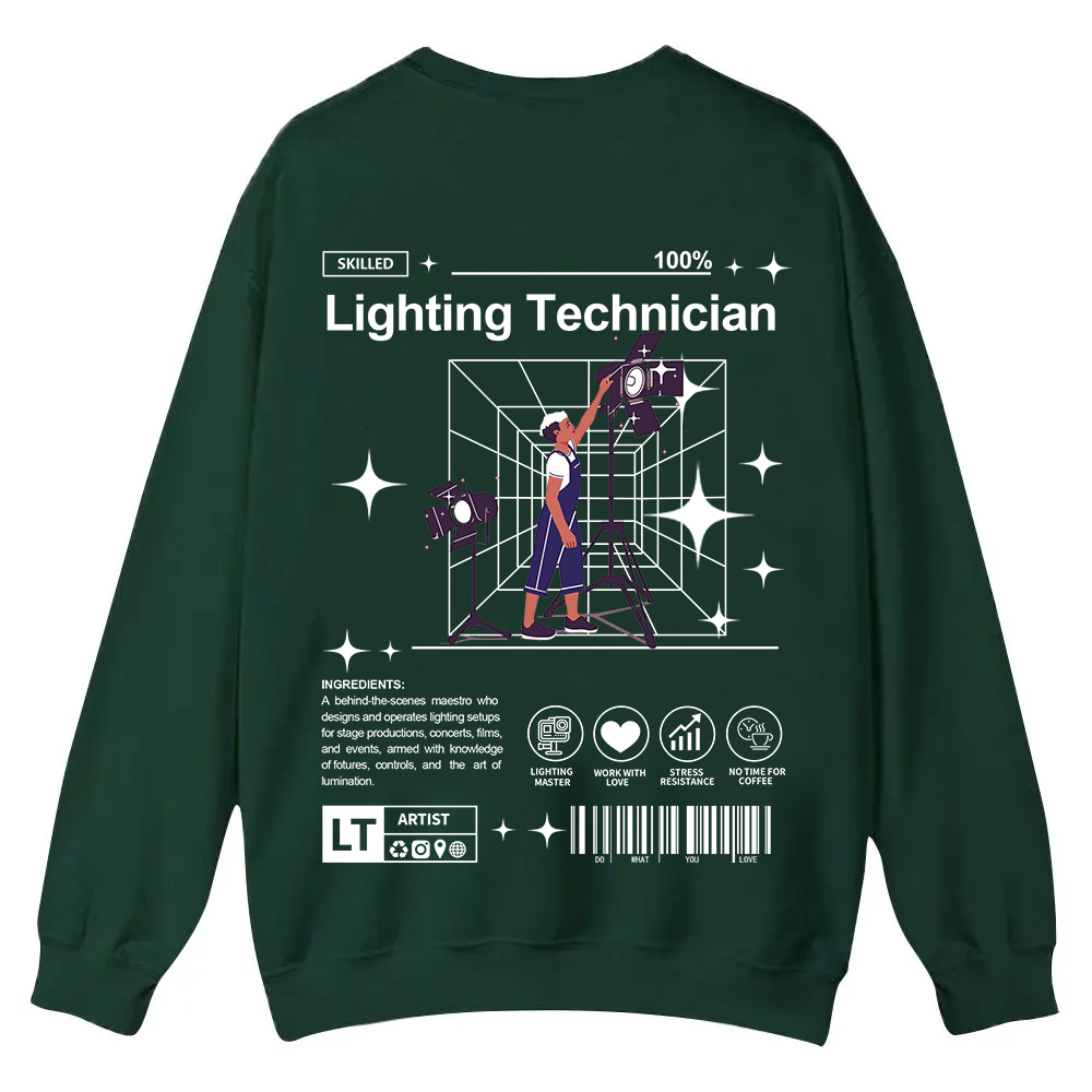 Lighting Technician Casual Crewneck Sweatshirt wearishow