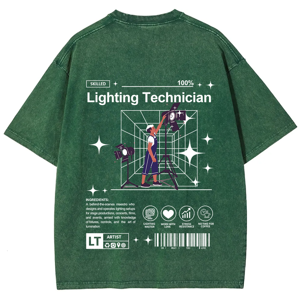 Lighting Technician Unisex Fit Washed T-Shirt