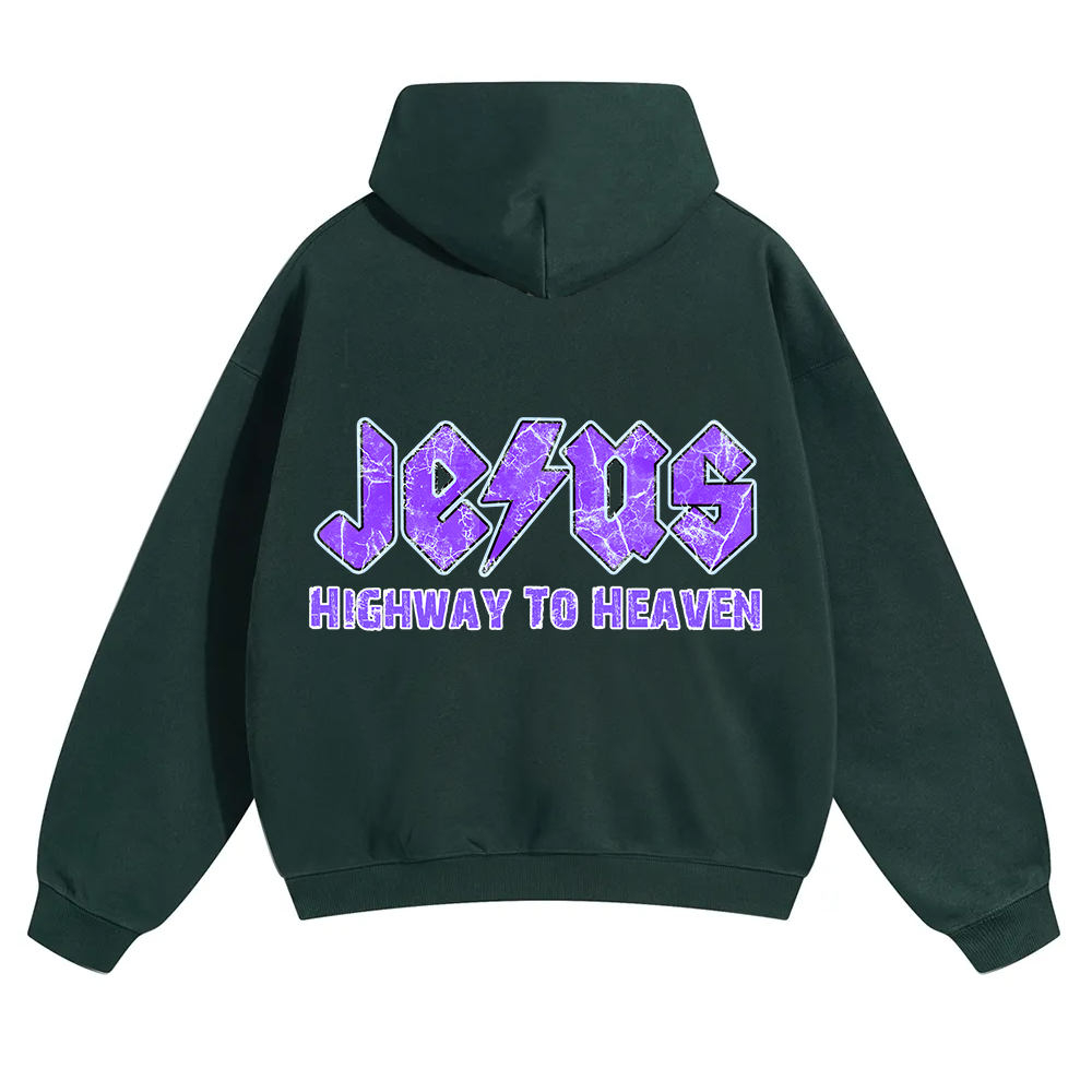 Jesus Highway To Heaven Unisex Solid Color Hoodie wearishow