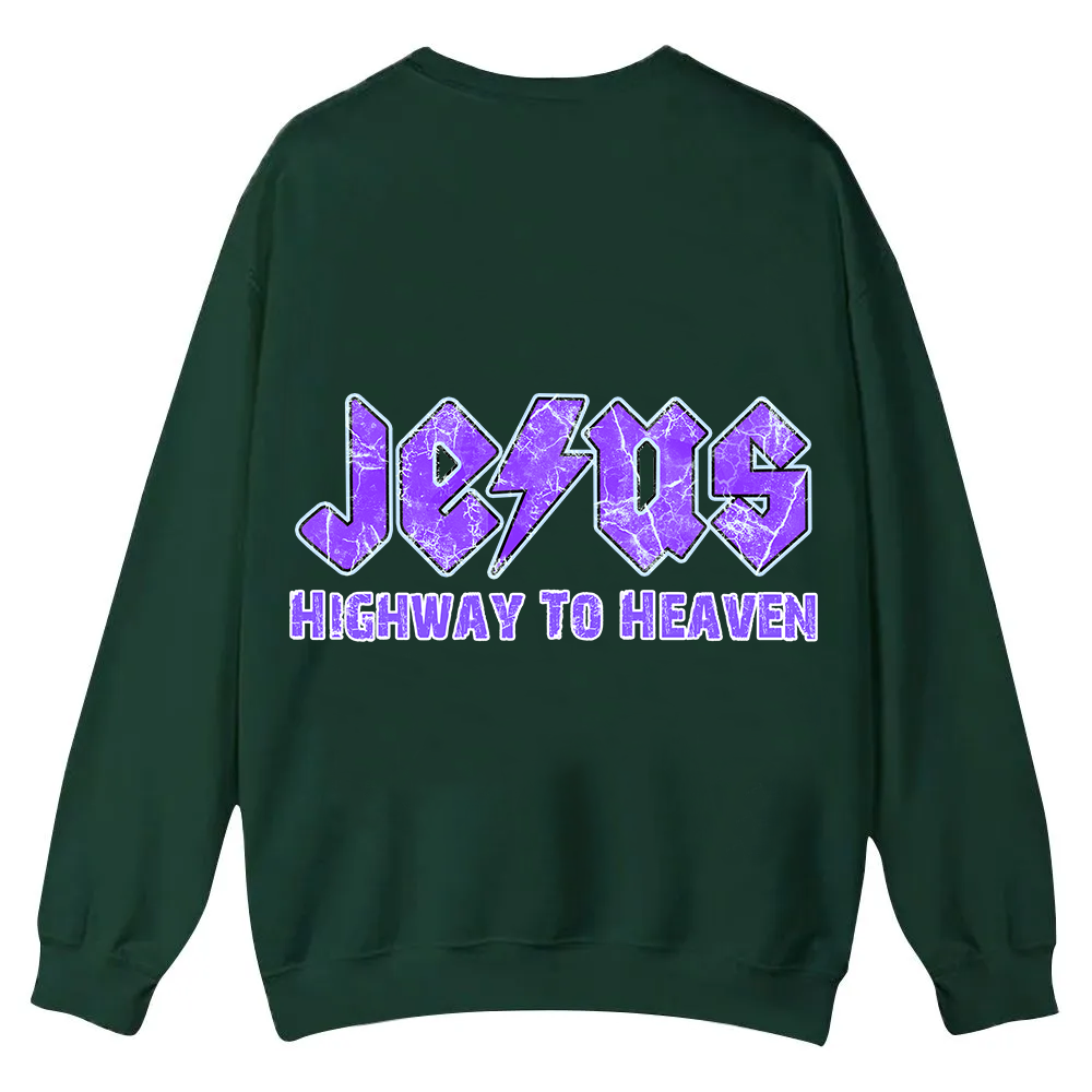 Jesus Highway To Heaven Casual Crewneck Sweatshirt wearishow