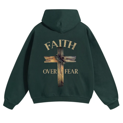 Faith Over Fear Cross Unisex Solid Color Hoodie wearishow