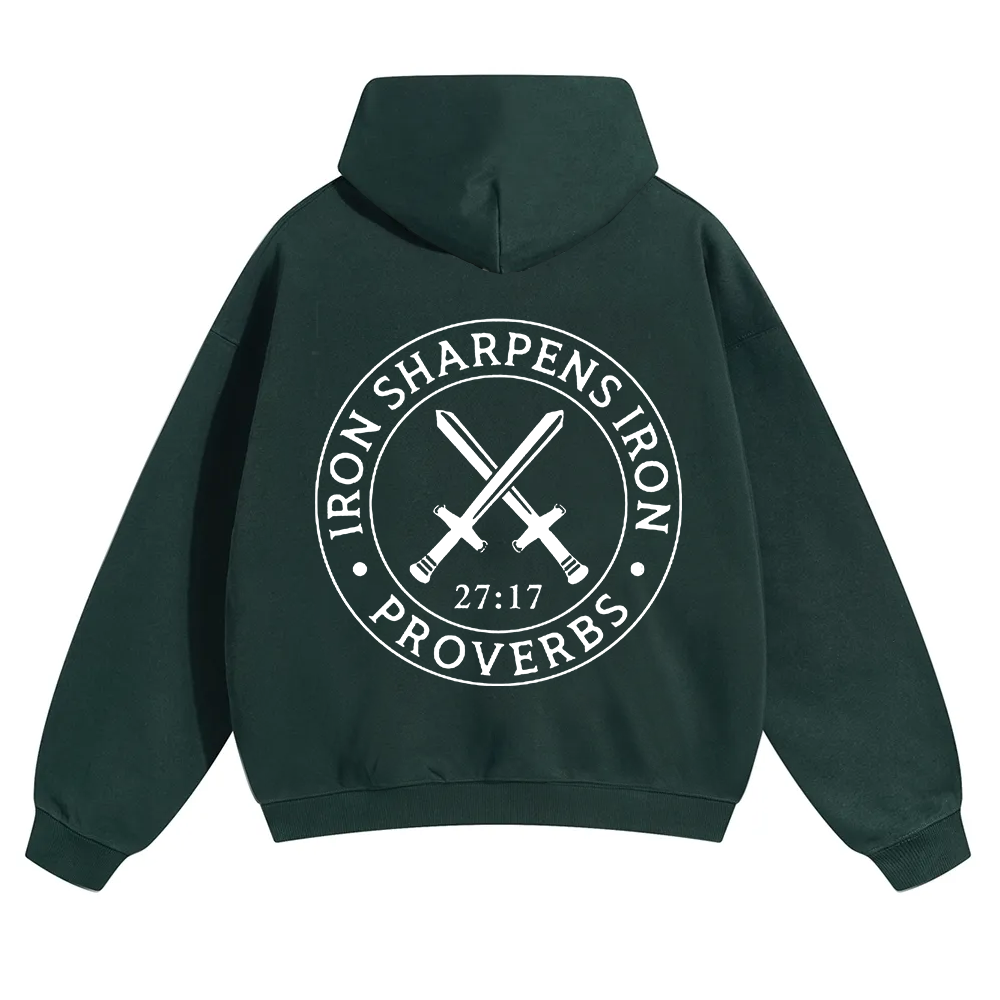 Iron Sharpens Iron PRVOERBS 27:17 Christian Unisex Solid Color Hoodie wearishow