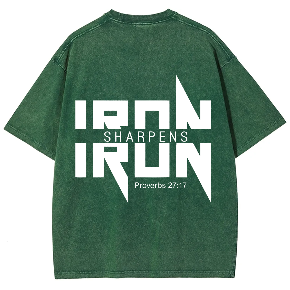 Iron Sharpens Iron Christian Unisex Fit Washed T-Shirt