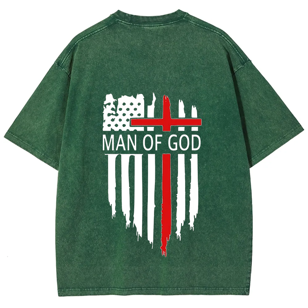 Man Of God Chrsitian Unisex Fit Washed T-Shirt