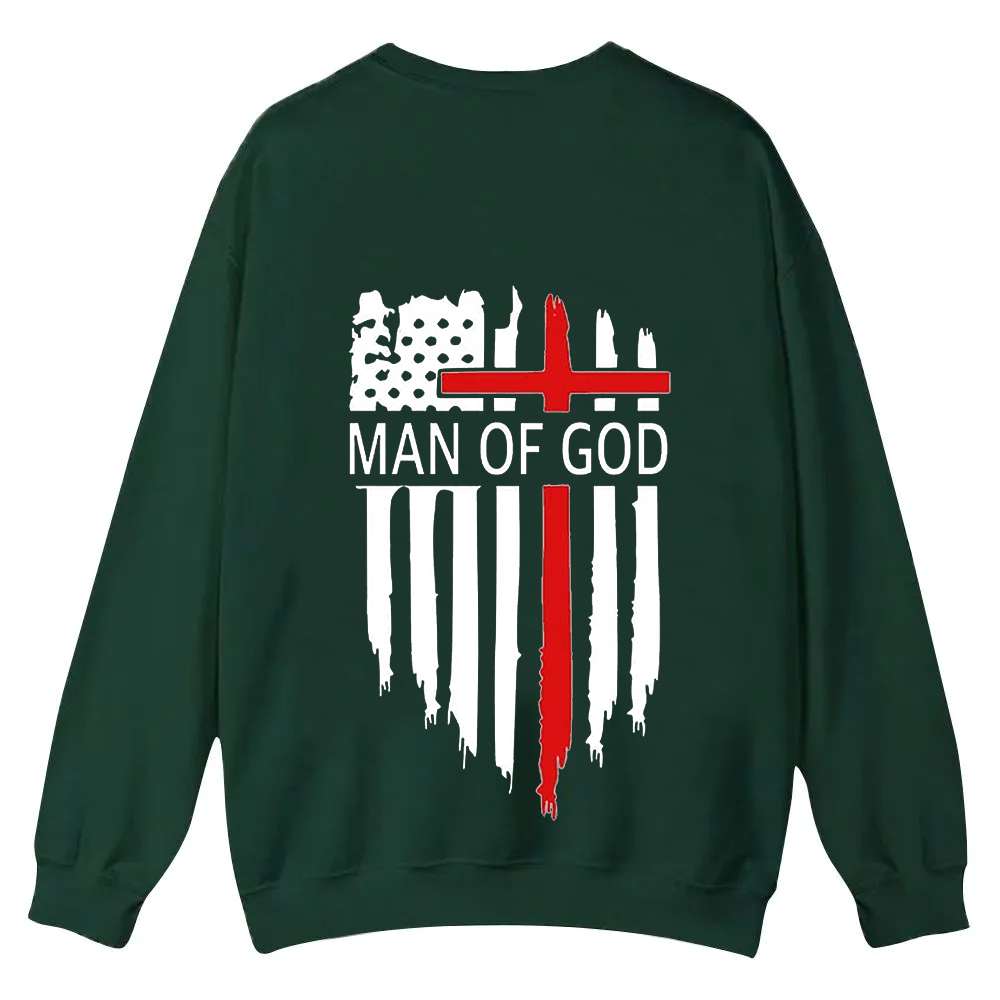 Man Of God Chrsitian Casual Crewneck Sweatshirt wearishow