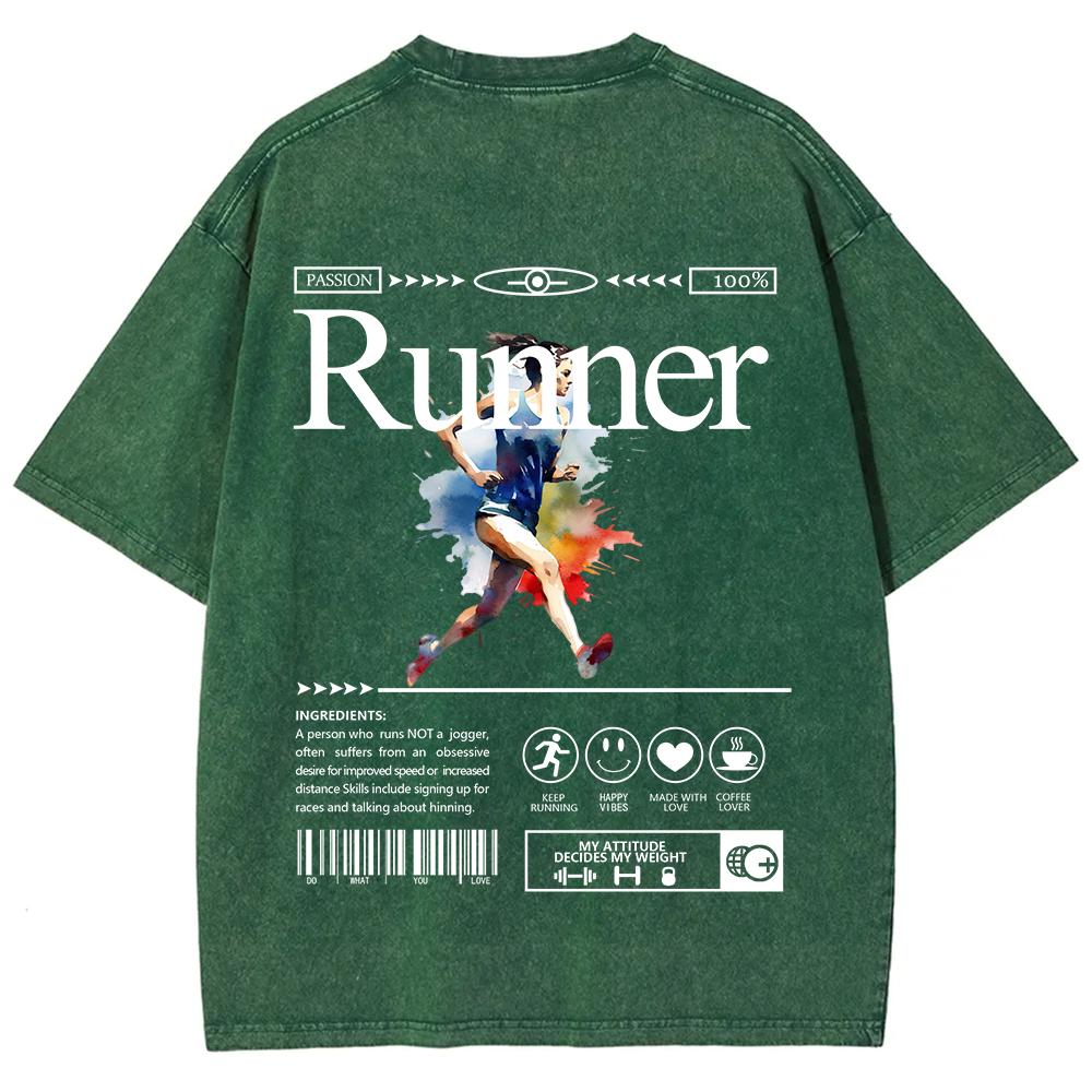 Runner Unisex Fit Washed T-Shirt