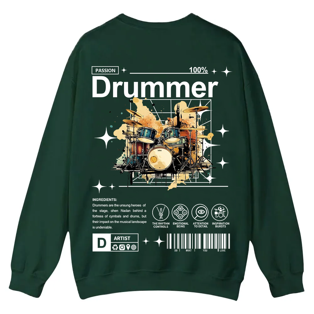 Drummer Casual Crewneck Sweatshirt wearishow