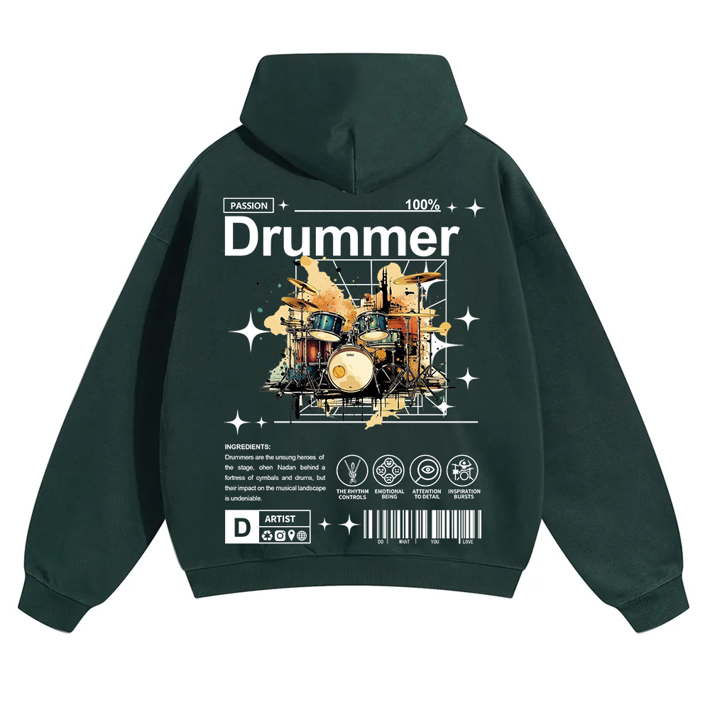 Drummer Unisex Solid Color Hoodie wearishow