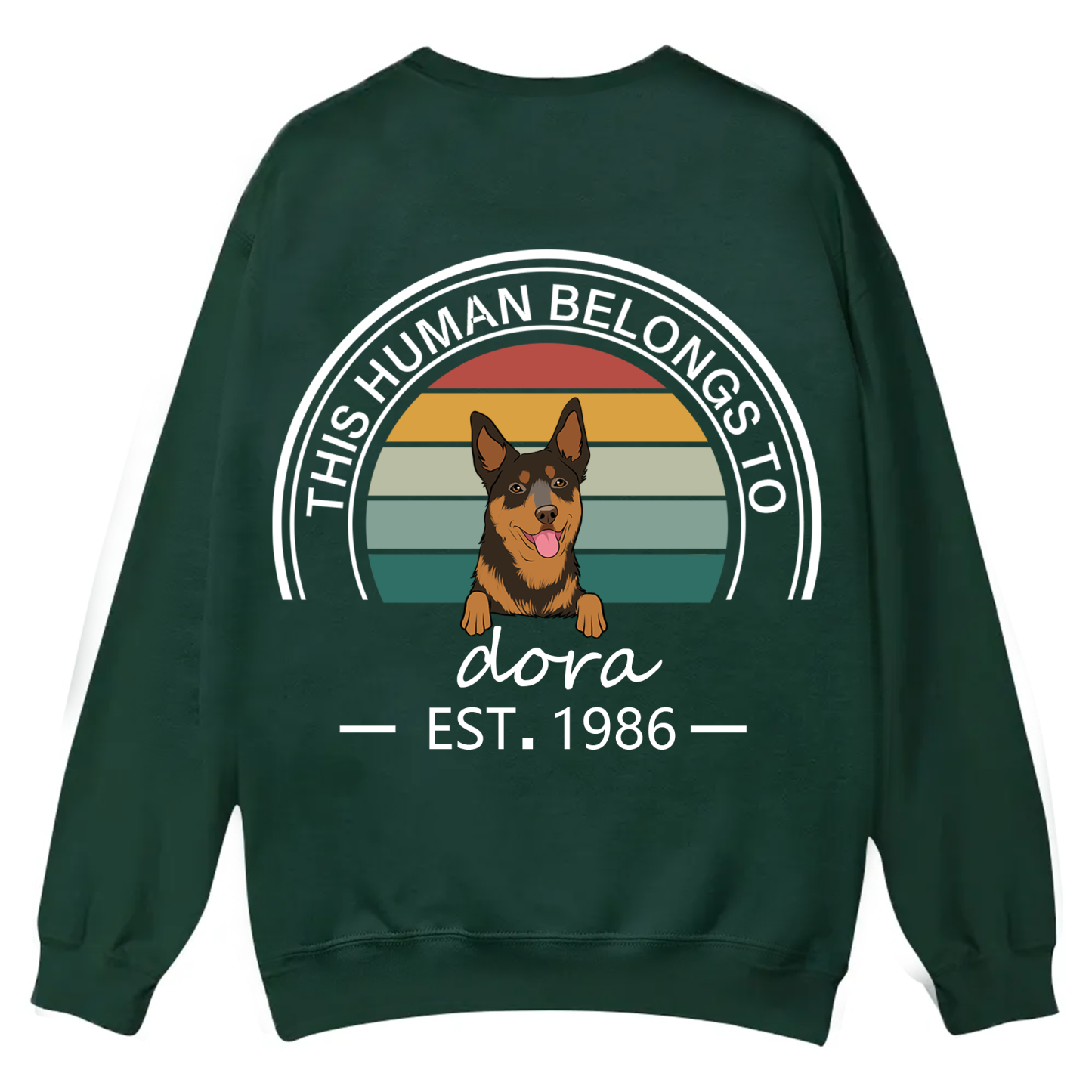 This Human Belongs To - Personalized Custom Unisex Casual Crewneck Sweatshirt