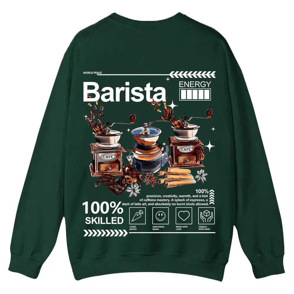 Barista Casual Crewneck Sweatshirt wearishow