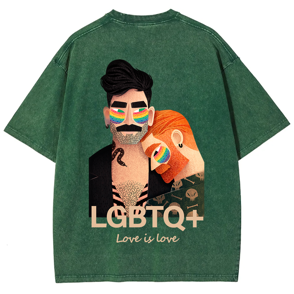 Lgbtq+ Love Is Love Unisex Fit Washed T-Shirt