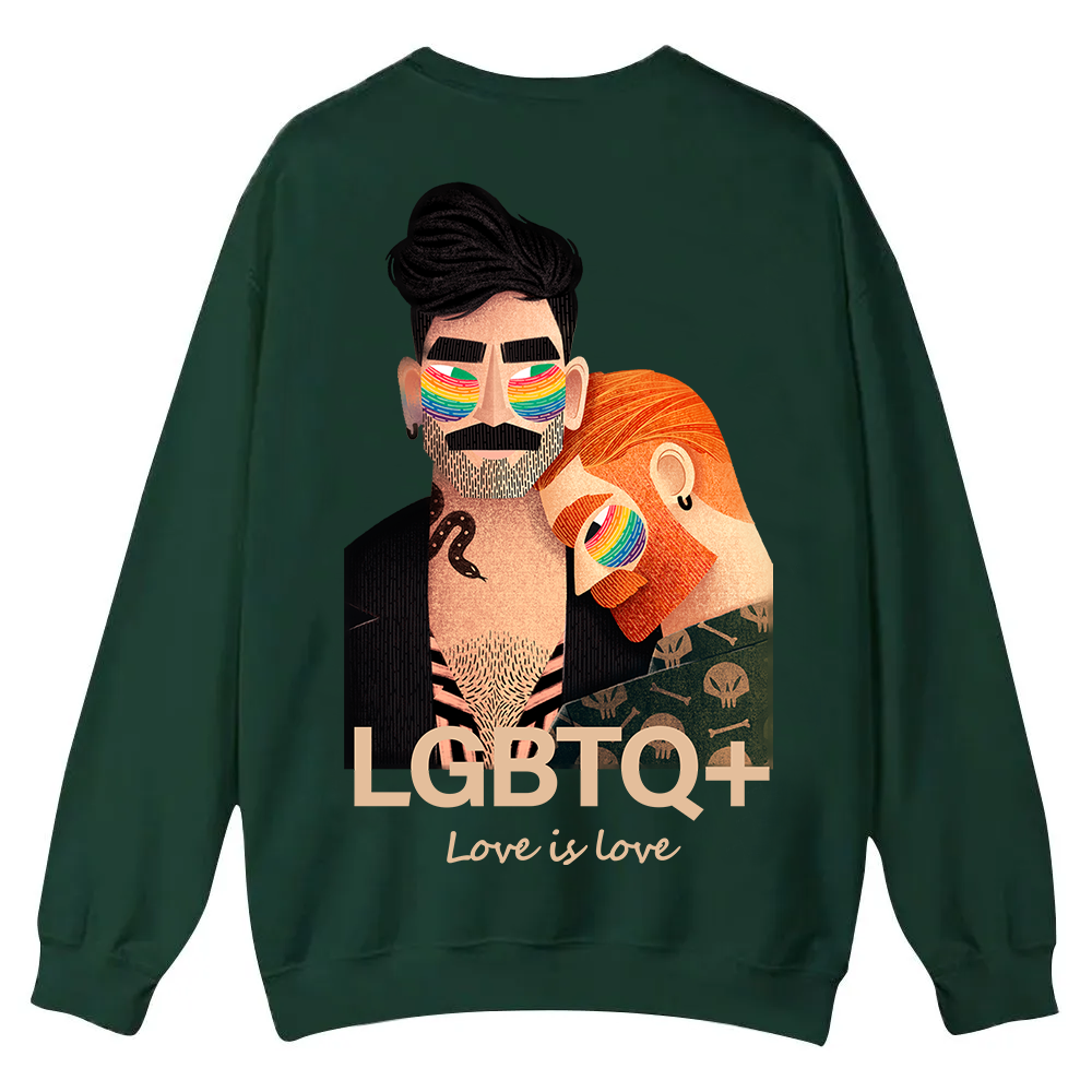 Lgbtq+ Love Is Love Casual Crewneck Sweatshirt wearishow