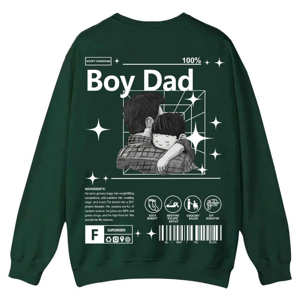 Boy Dad Casual Crewneck Sweatshirt wearishow