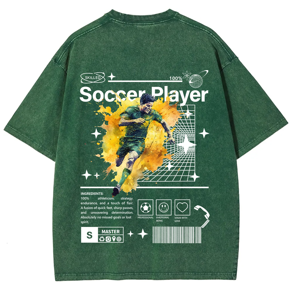 Soccer Player Unisex Fit Washed T-Shirt