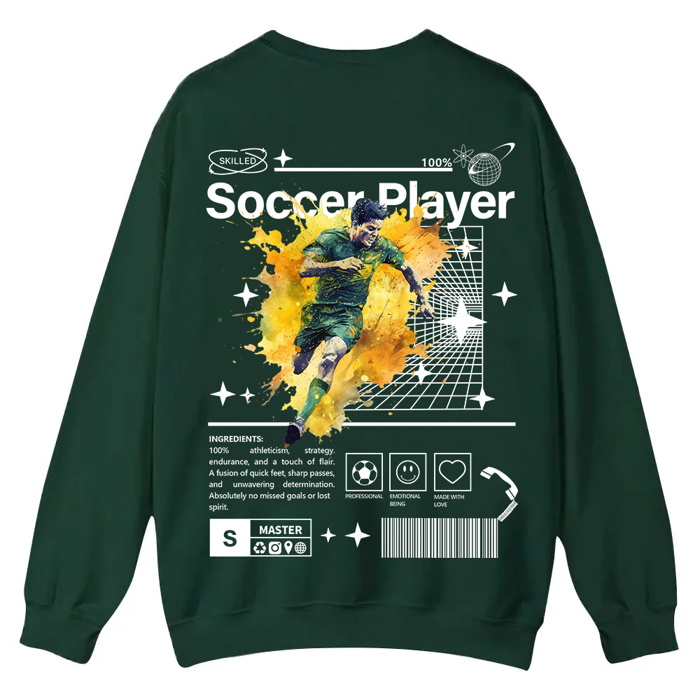 Soccer Player Casual Crewneck Sweatshirt wearishow