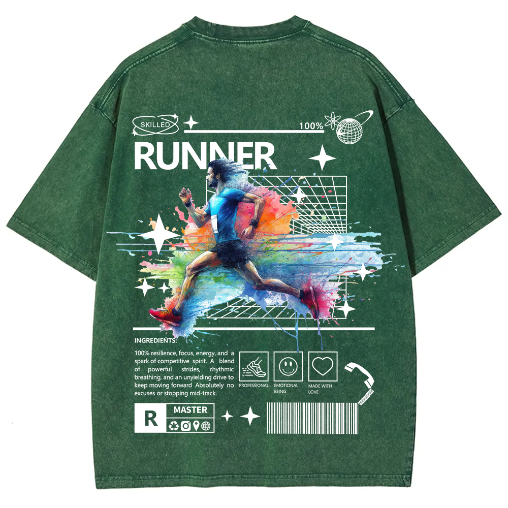 Runner Unisex Fit Washed T-Shirt