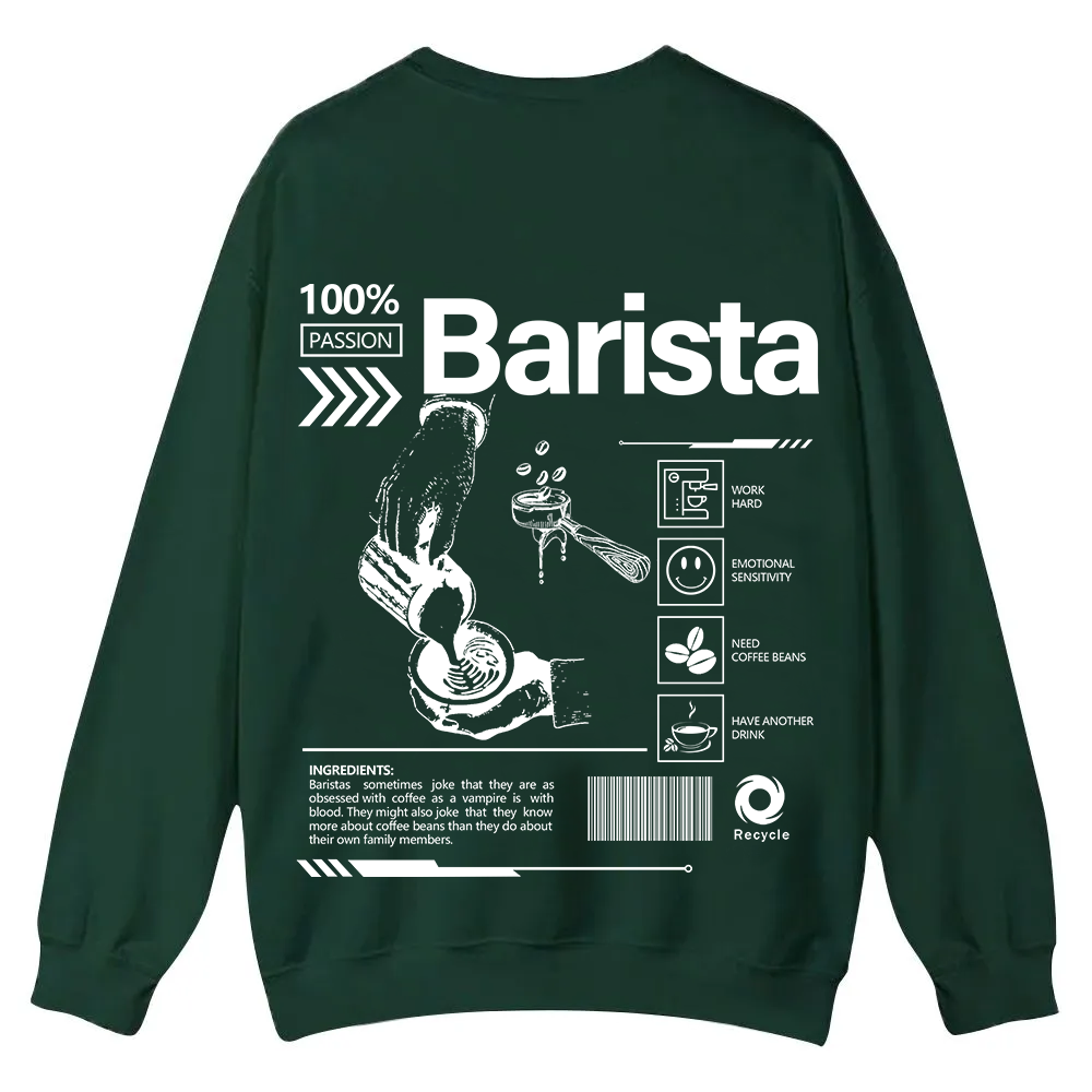 Barista Casual Crewneck Sweatshirt wearishow