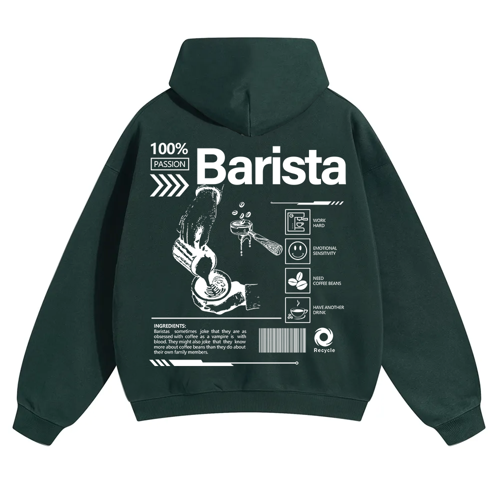Barista Unisex Solid Color Hoodie wearishow