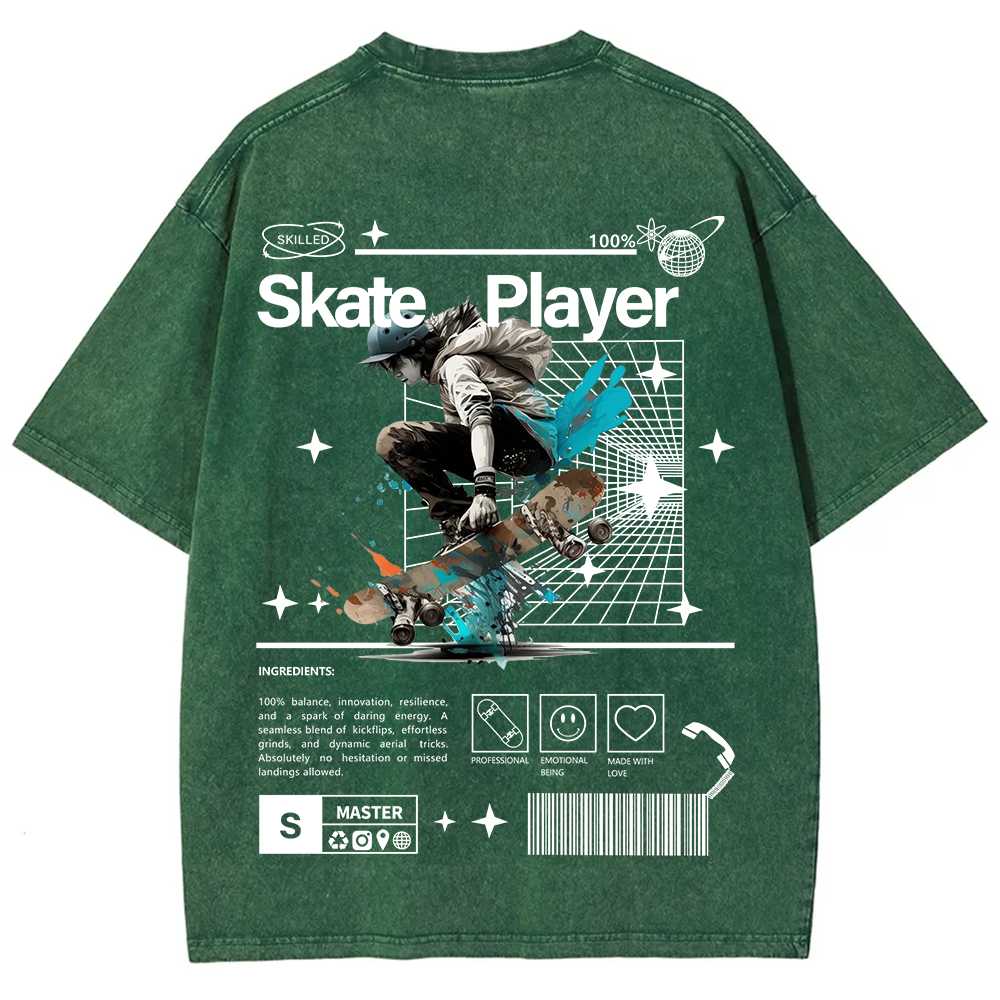 Skate Player  Unisex Fit Washed T-Shirt