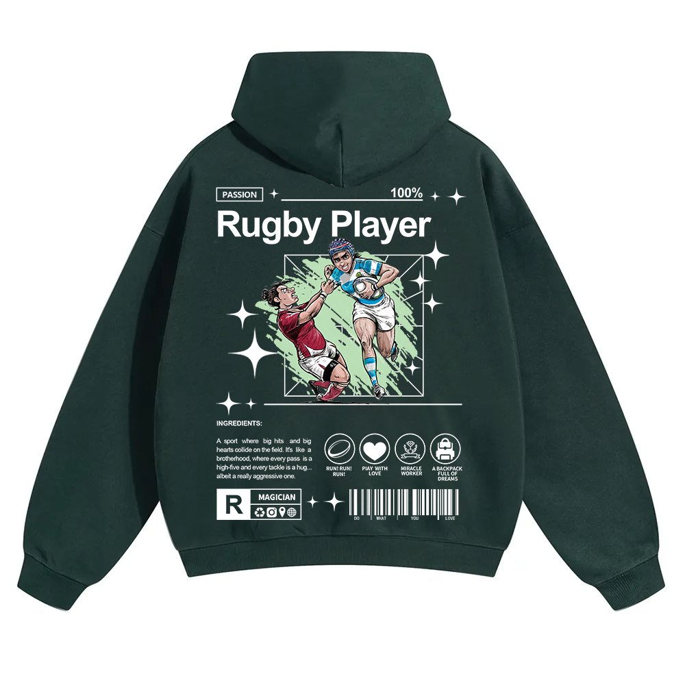Rugby Player Unisex Solid Color Hoodie wearishow