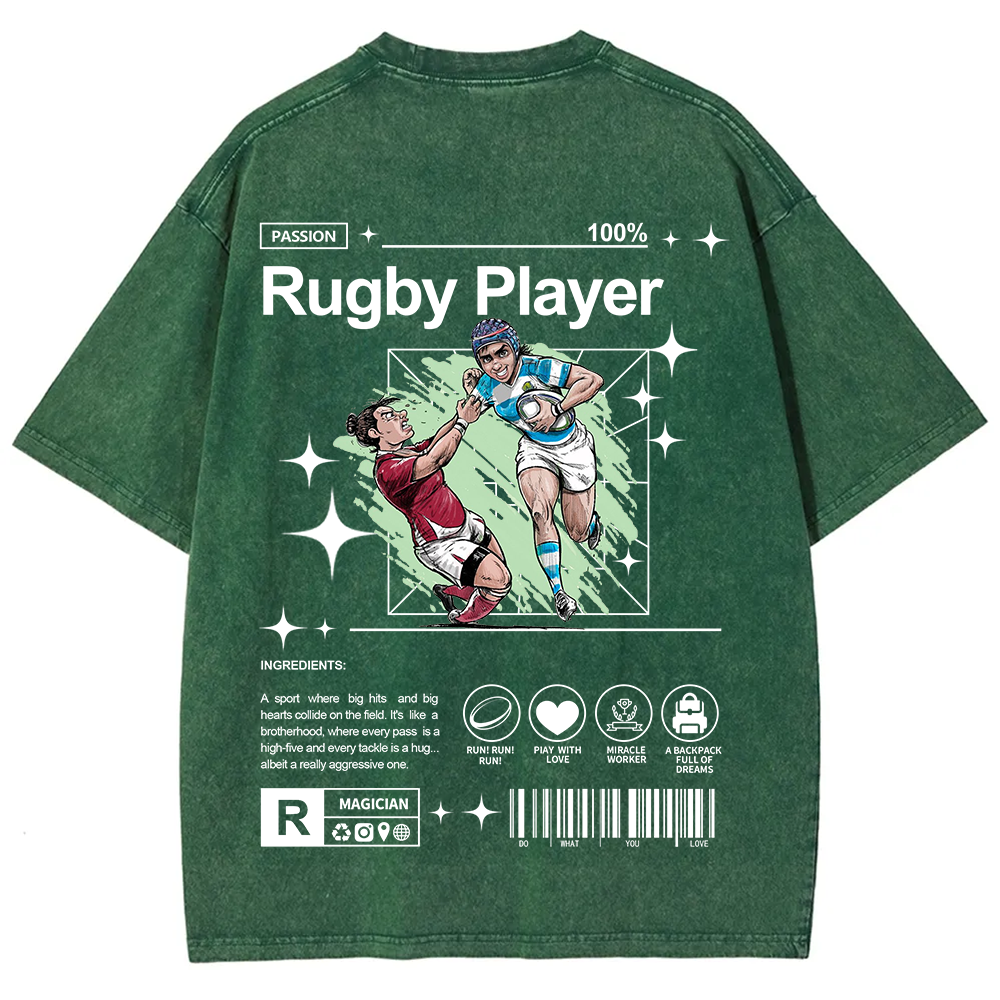 Rugby Player Unisex Fit Washed T-Shirt