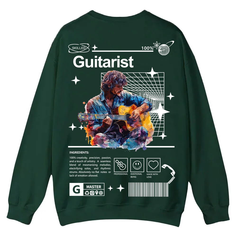 Guitarist Casual Crewneck Sweatshirt wearishow