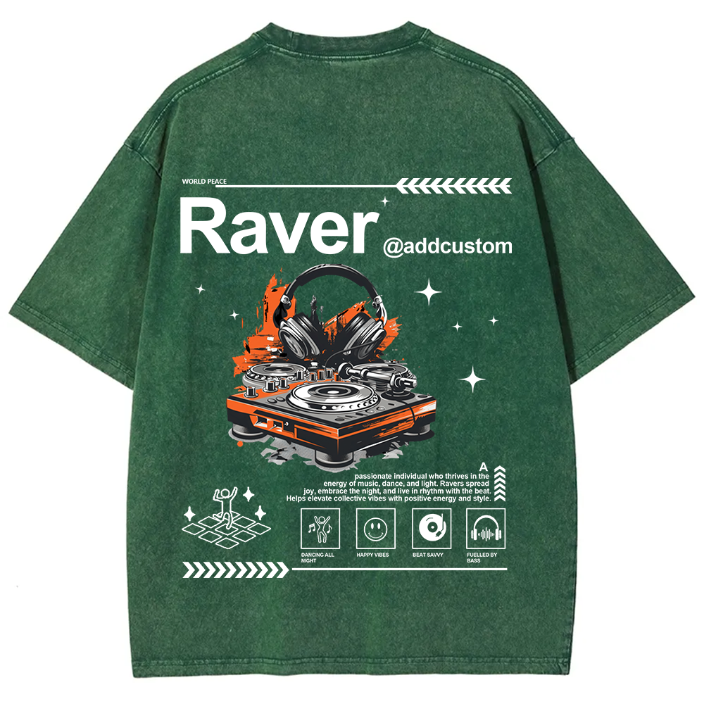 Addcustom Raver Unisex Fit Washed T-Shirt