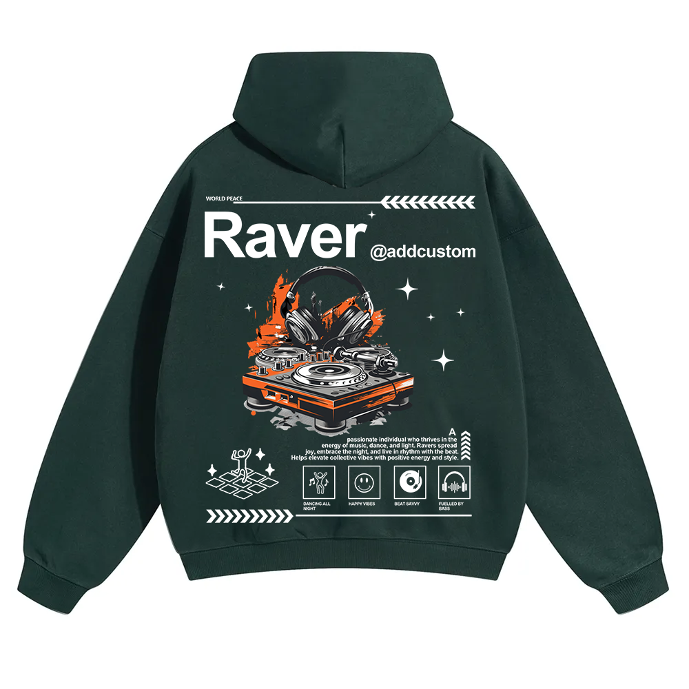 Addcustom Raver Unisex Solid Color Hoodie wearishow