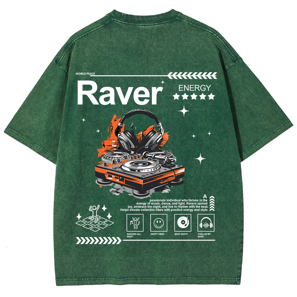 Raver Unisex Fit Washed T-Shirt